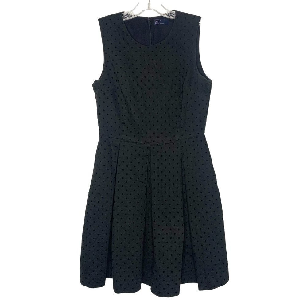 Gap Black Polka Dot Sleeveless A-Line Dress